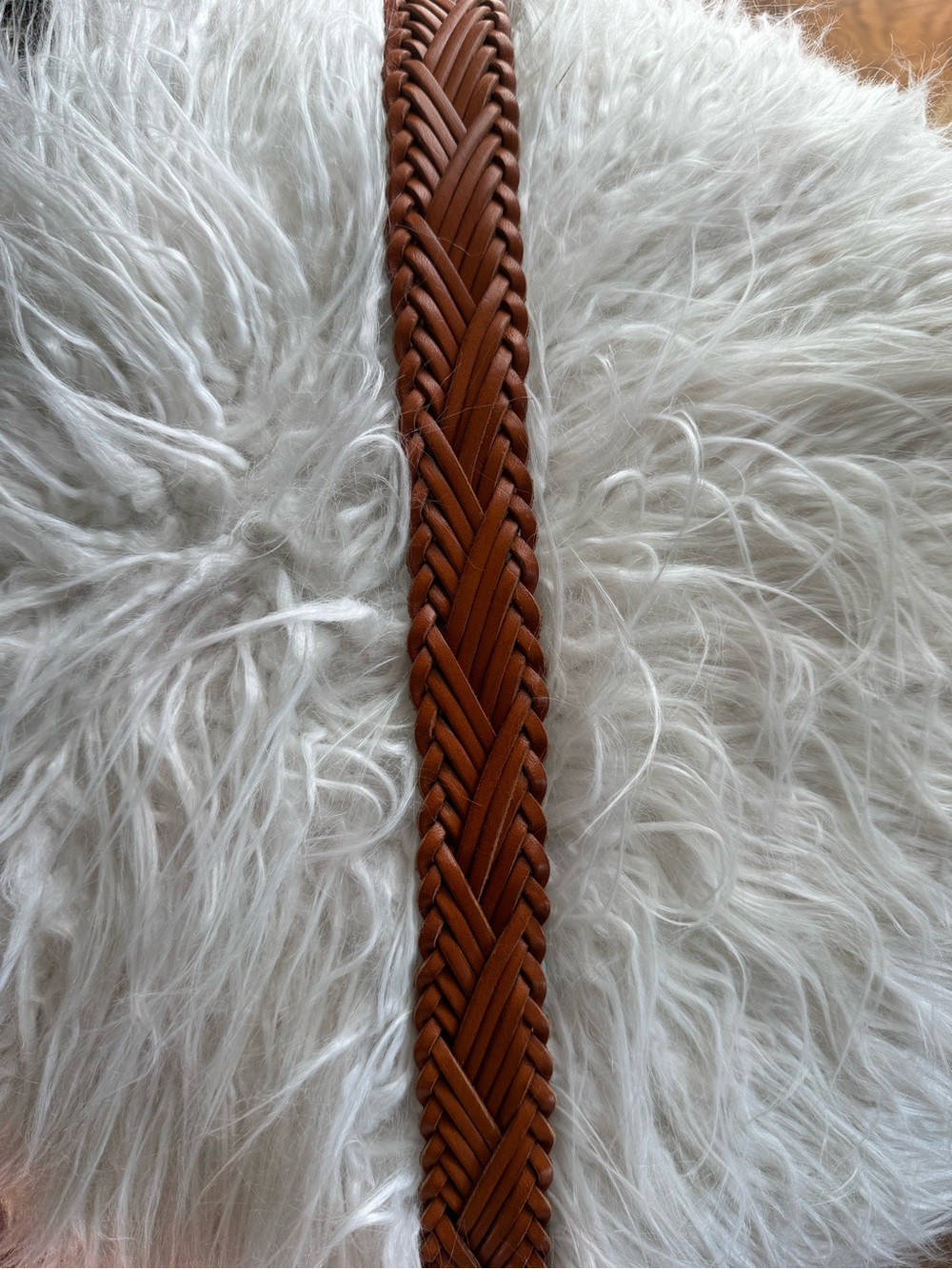 J. Crew Braided Leather Belt in Saddle with Brass Buckle - Picture 6 of 7